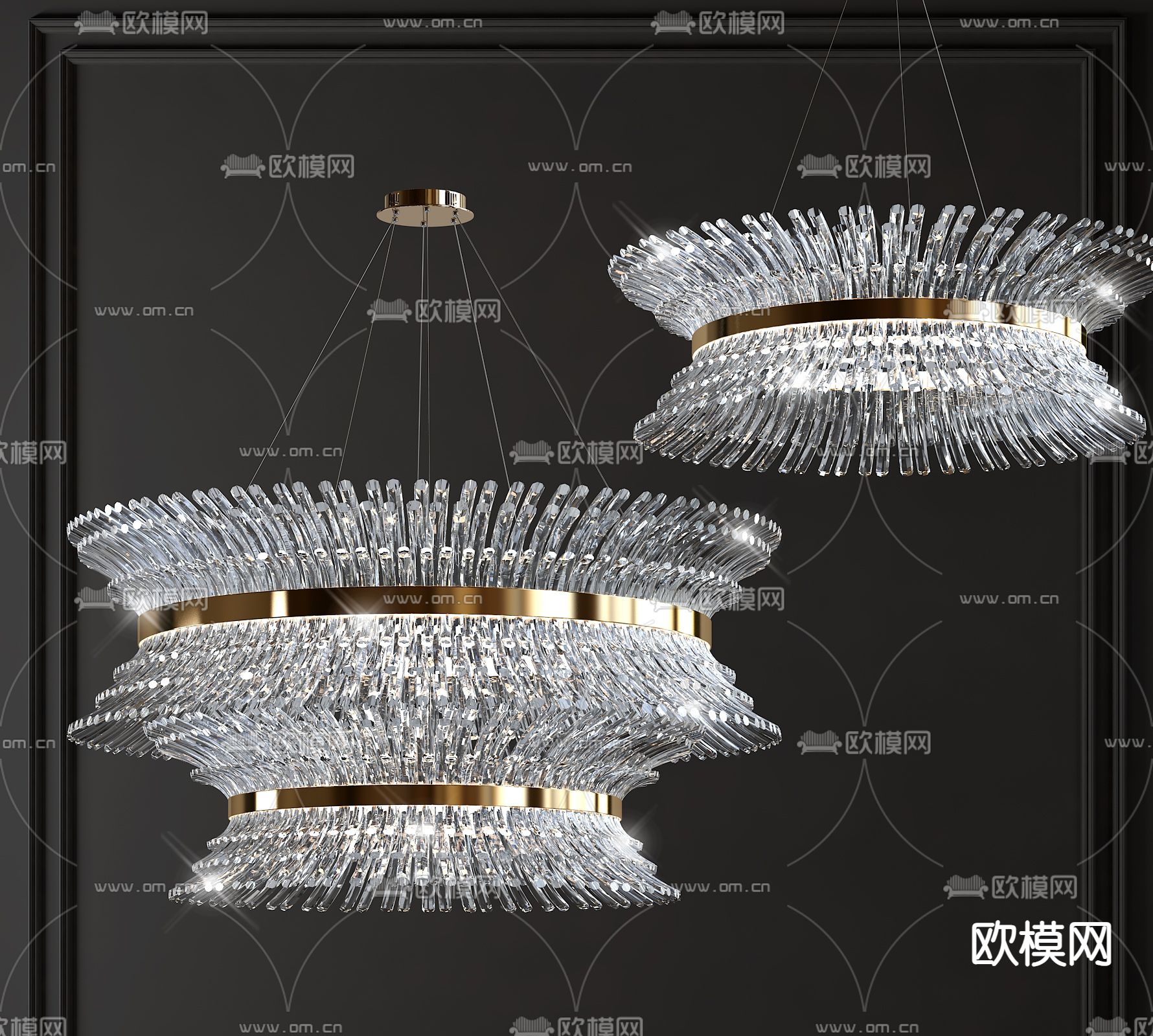水晶吊灯 大厅吊灯3d模型下载_ID14157226_3dmax免费模型-欧模网
