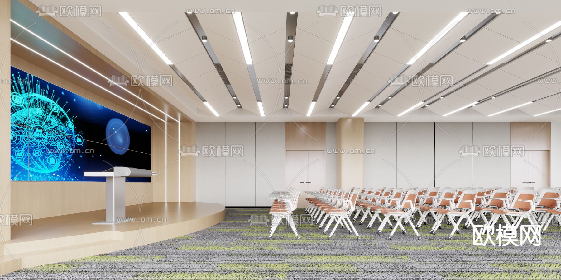 大会议室 培训室3d模型下载（渲染图2）