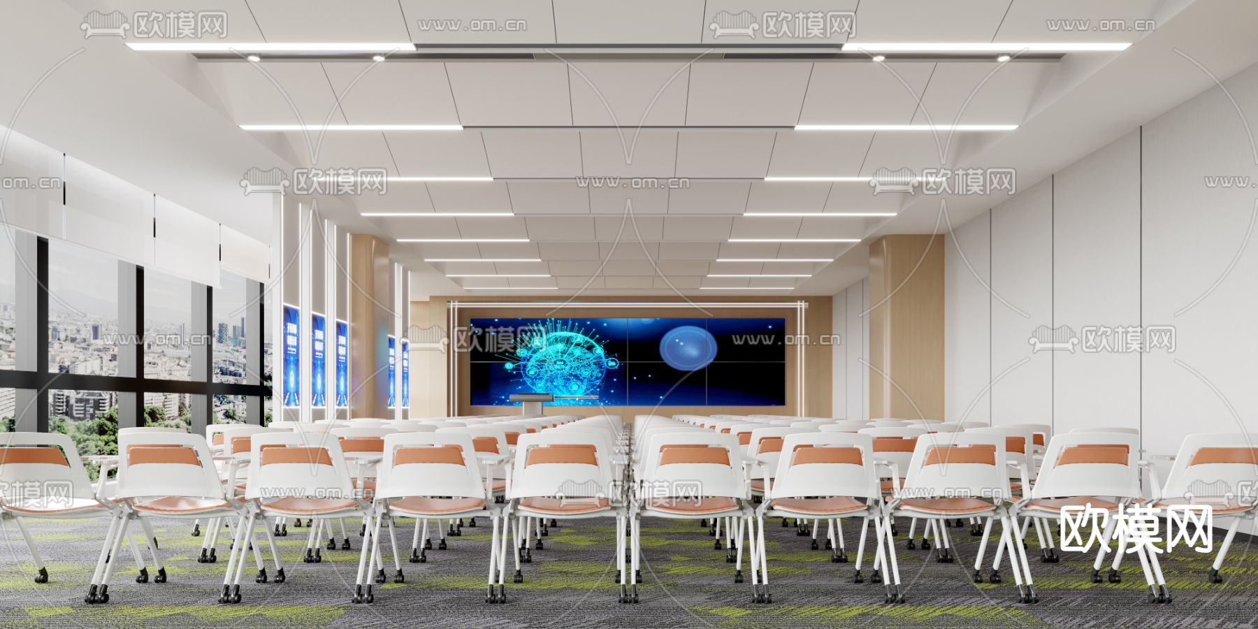 大会议室 培训室3d模型下载（渲染图1）