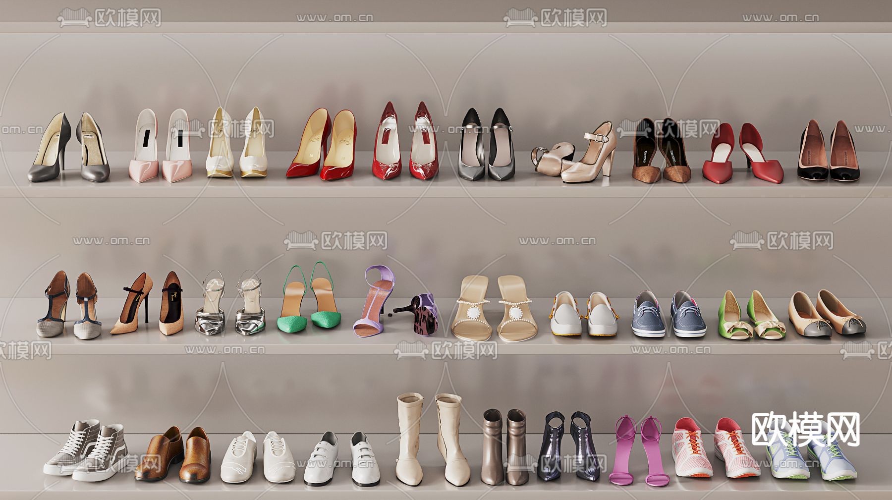 鞋子 高跟鞋 皮鞋 休闲鞋su模型下载（渲染图1）