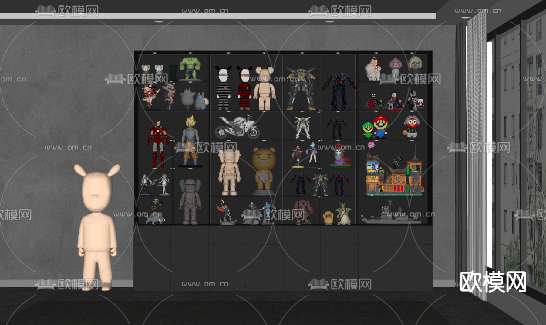 潮玩 手办柜su模型下载（渲染图3）