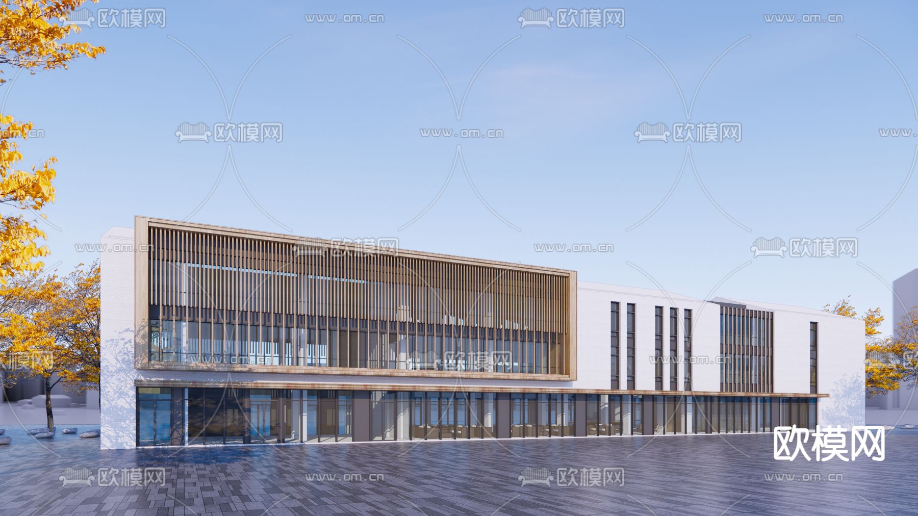 现代售楼部会所建筑su模型下载（渲染图1）