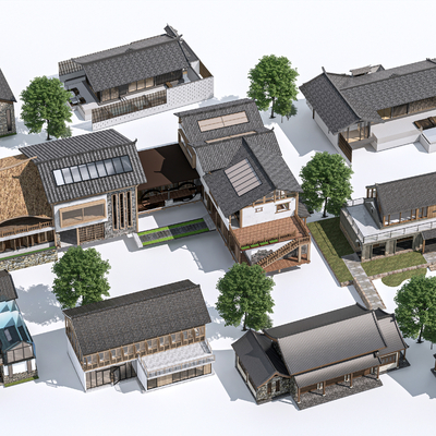  山地民宿 民宿客栈su模型 