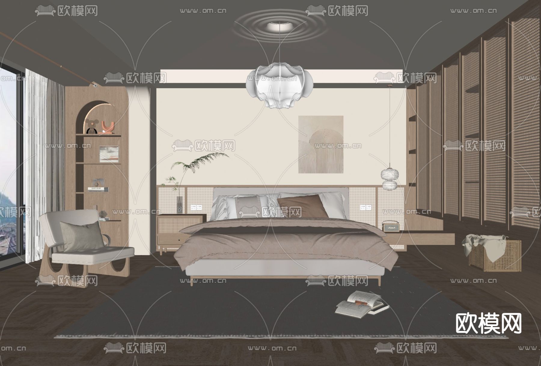 侘寂卧室 主人房su模型下载（渲染图2）