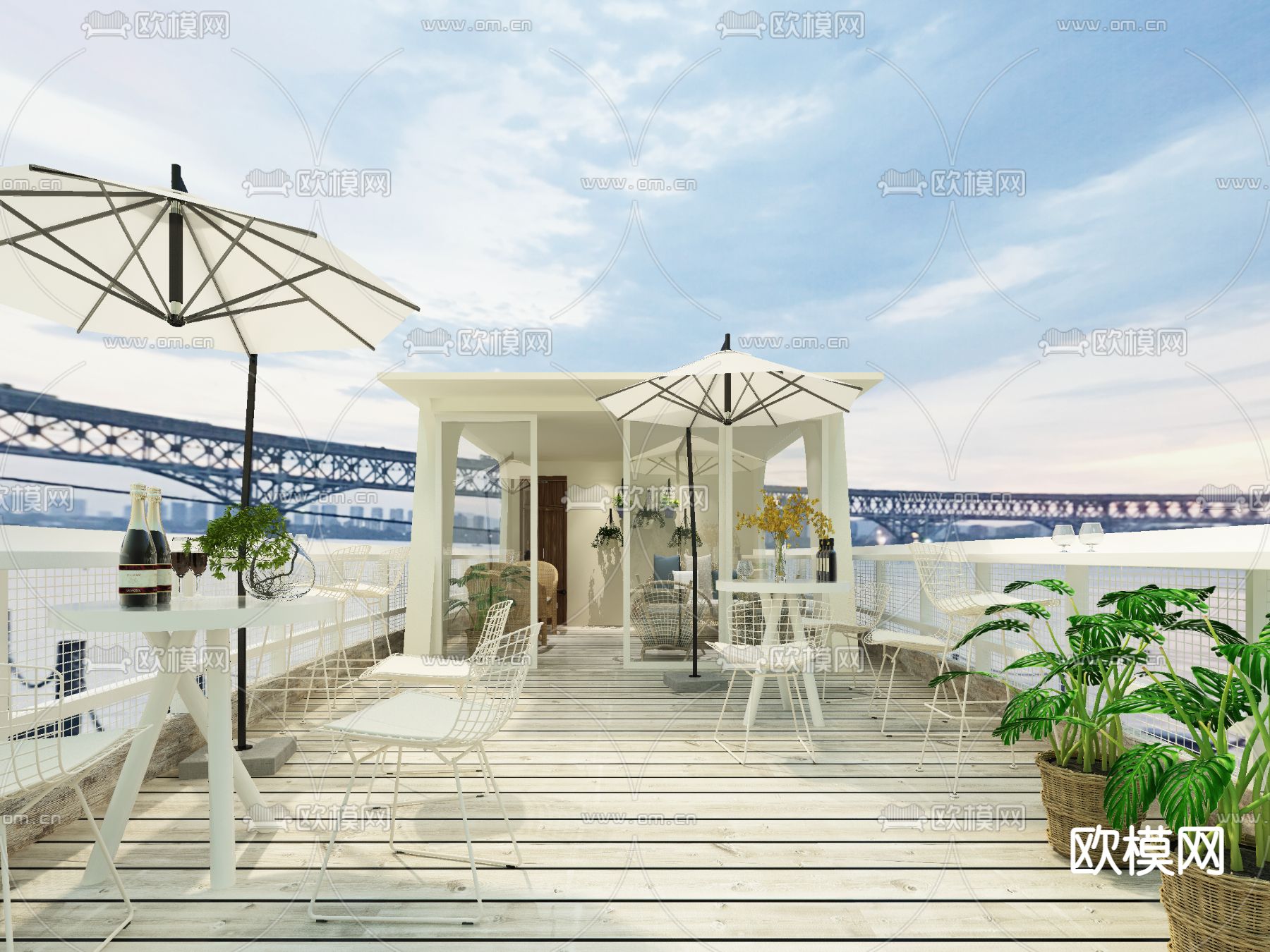 别墅阳台 屋顶花园免费3d模型下载