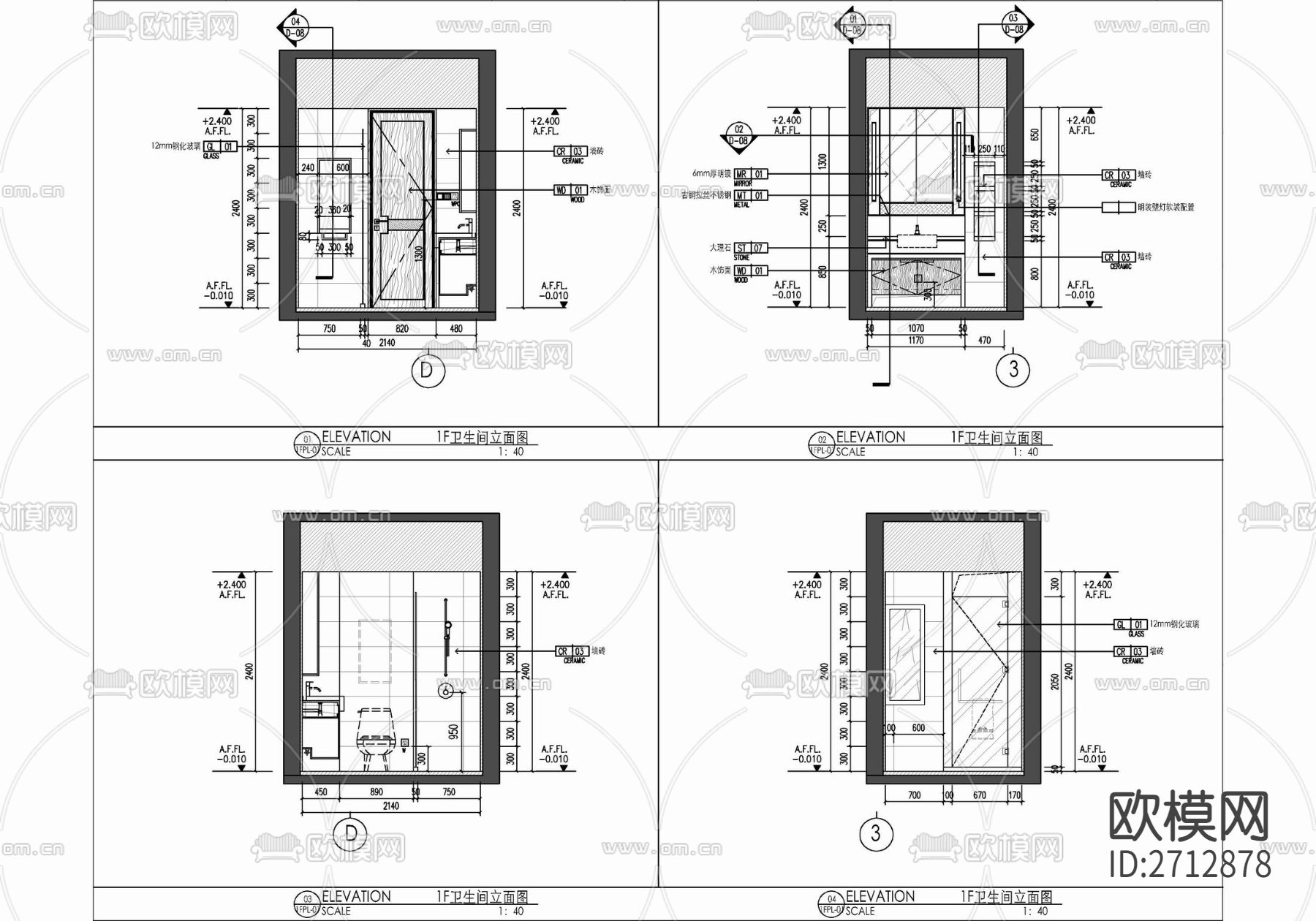 叠墅样板房室内cad施工图下载（渲染图9）