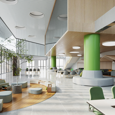  图书馆 阅览室su模型 