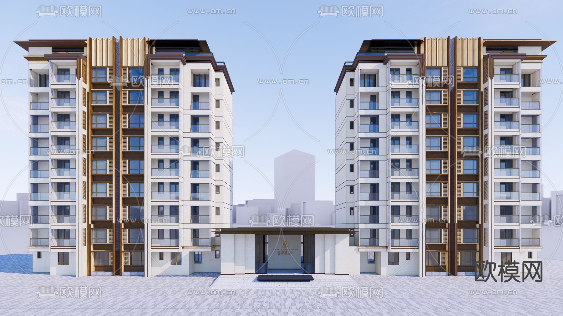 现代住宅建筑外观su模型下载（渲染图4）