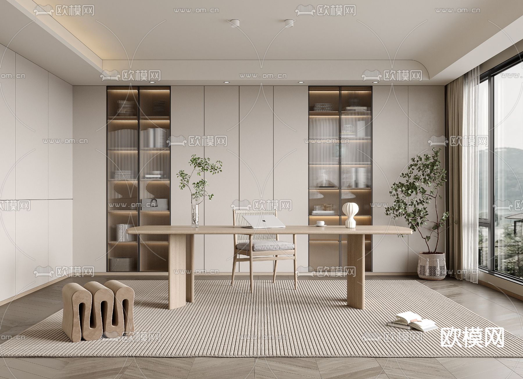 北欧书房3d模型下载