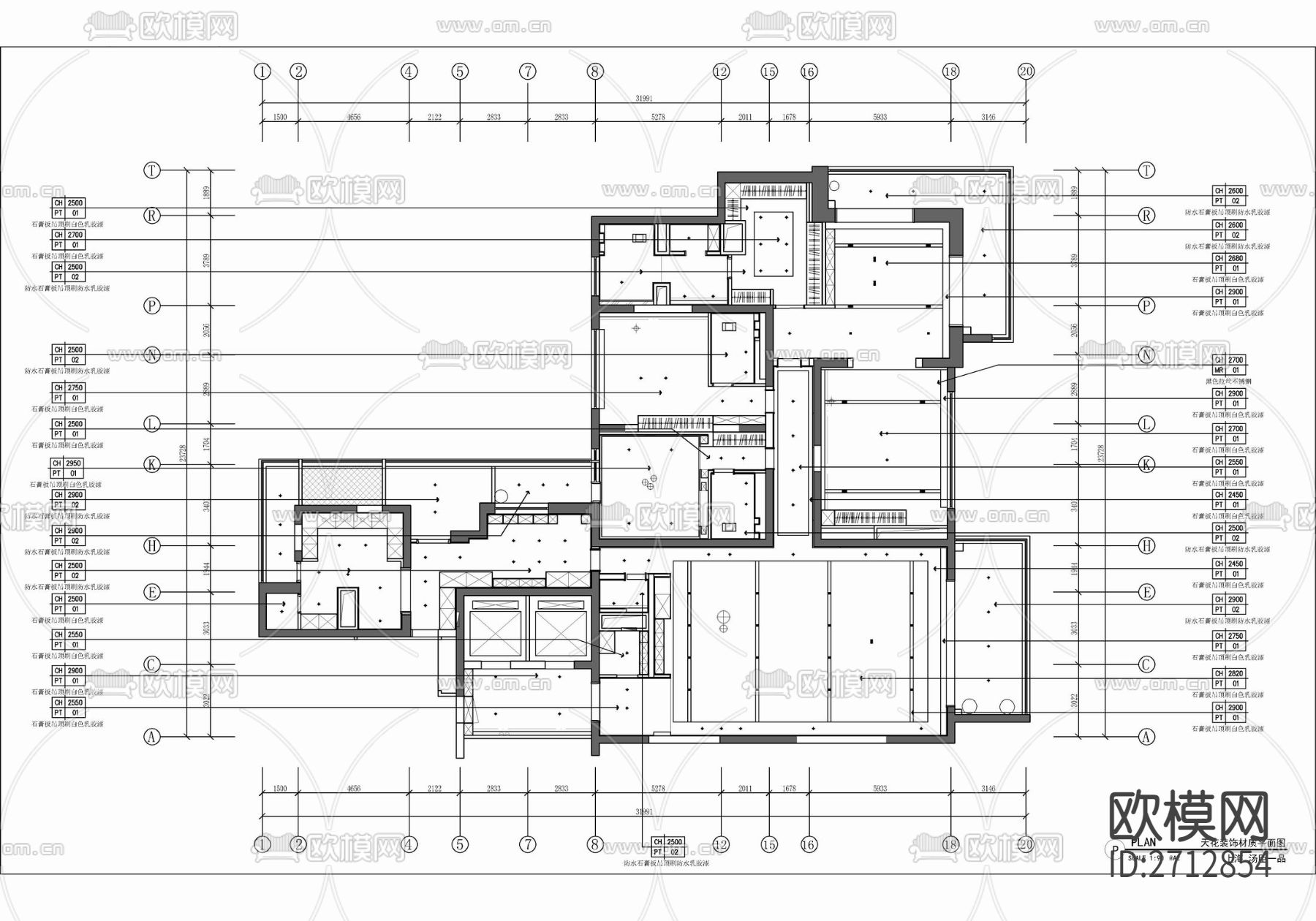 430㎡家装大平层cad施工图下载（渲染图6）
