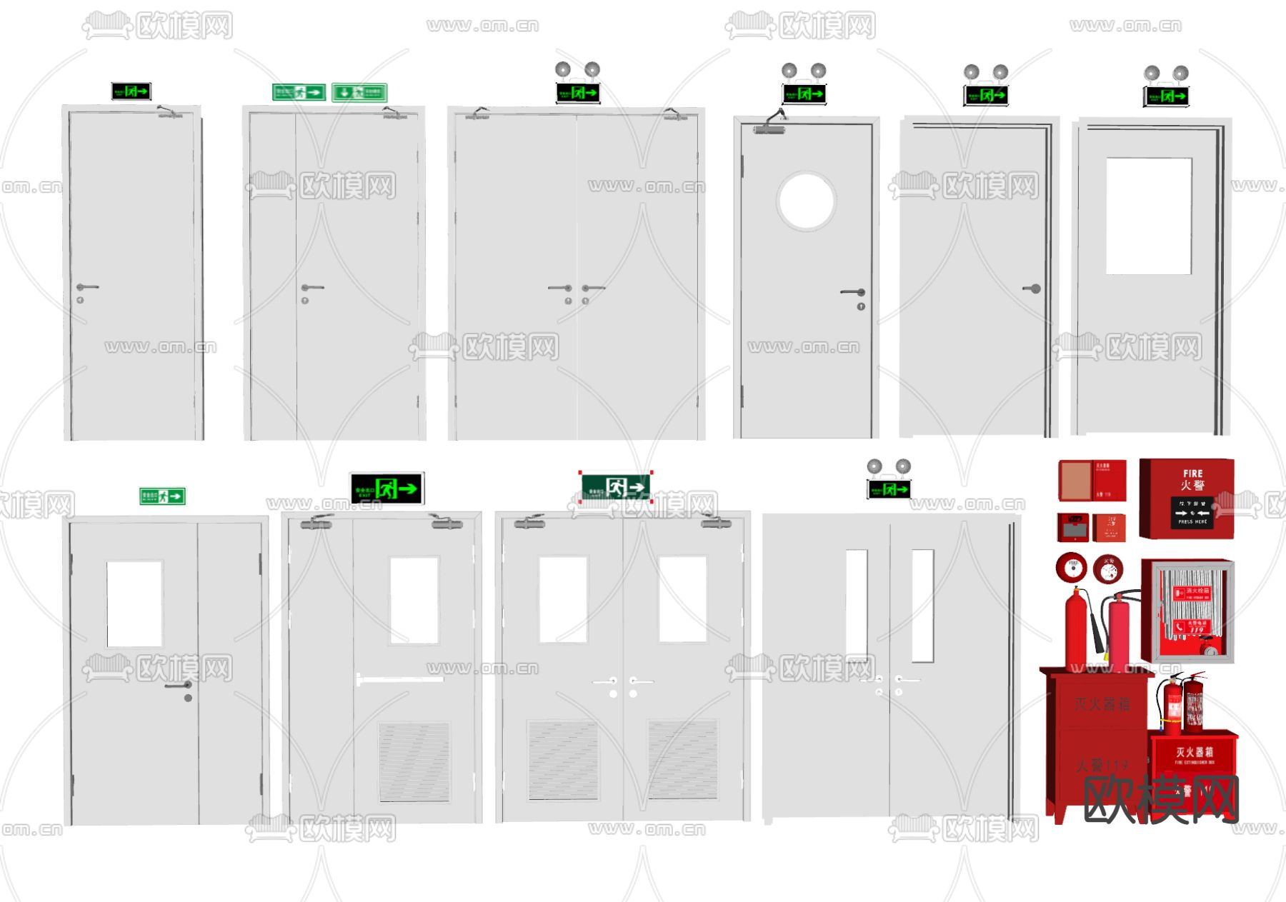 现代消防门 防火门su模型下载（渲染图2）