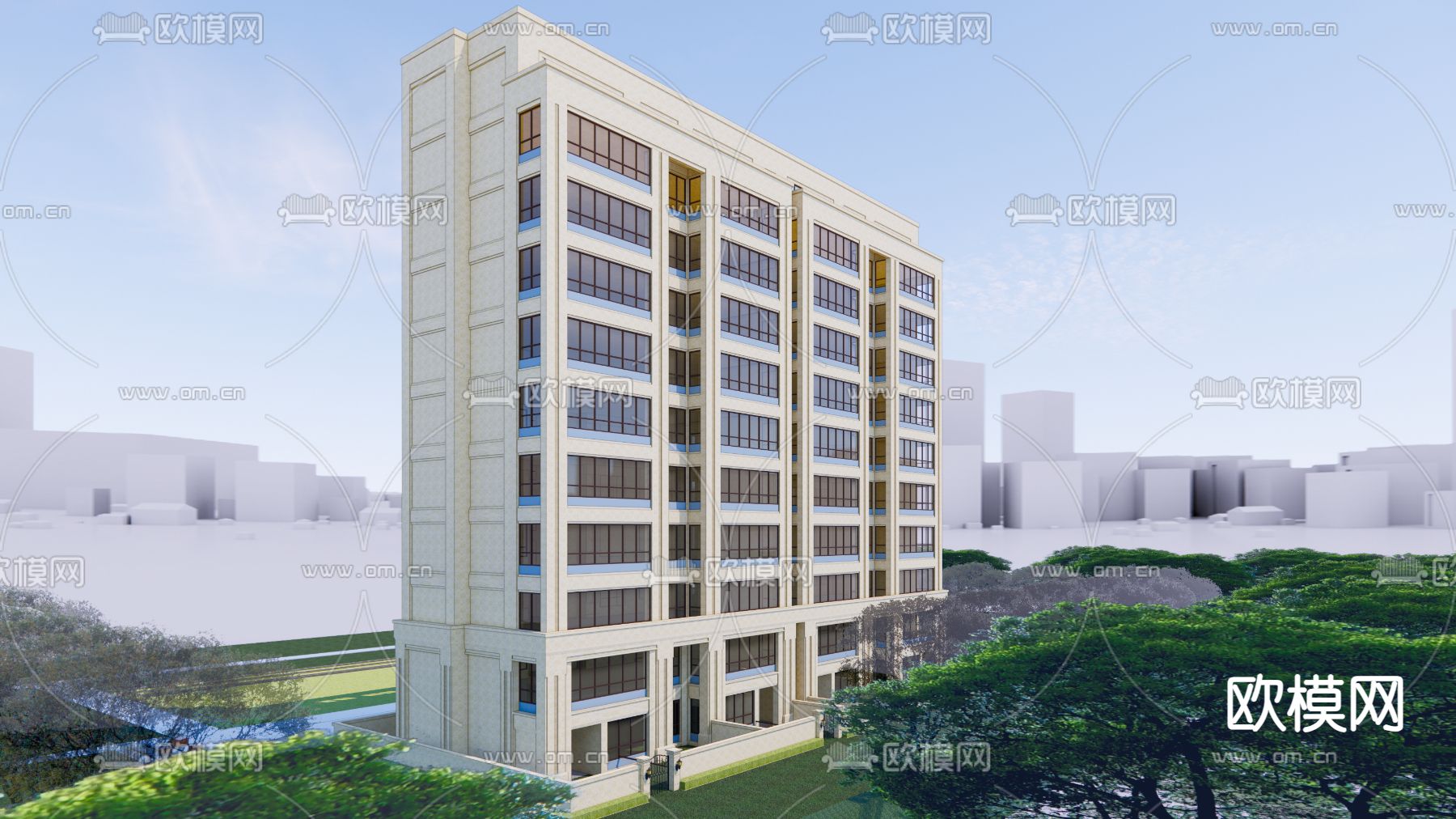 现代住宅建筑su模型下载（渲染图3）