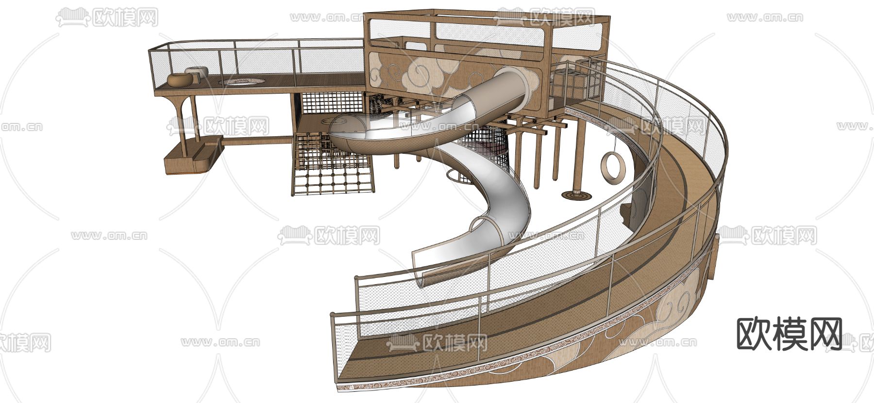 儿童器材 滑梯su模型下载（渲染图3）