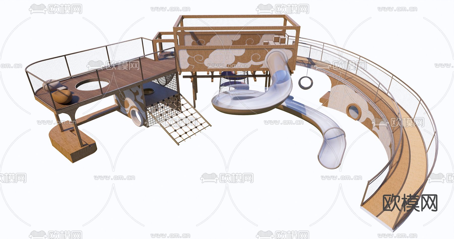 儿童器材 滑梯su模型下载（渲染图1）