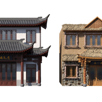 农家乐门头 民宿 农庄3d模型