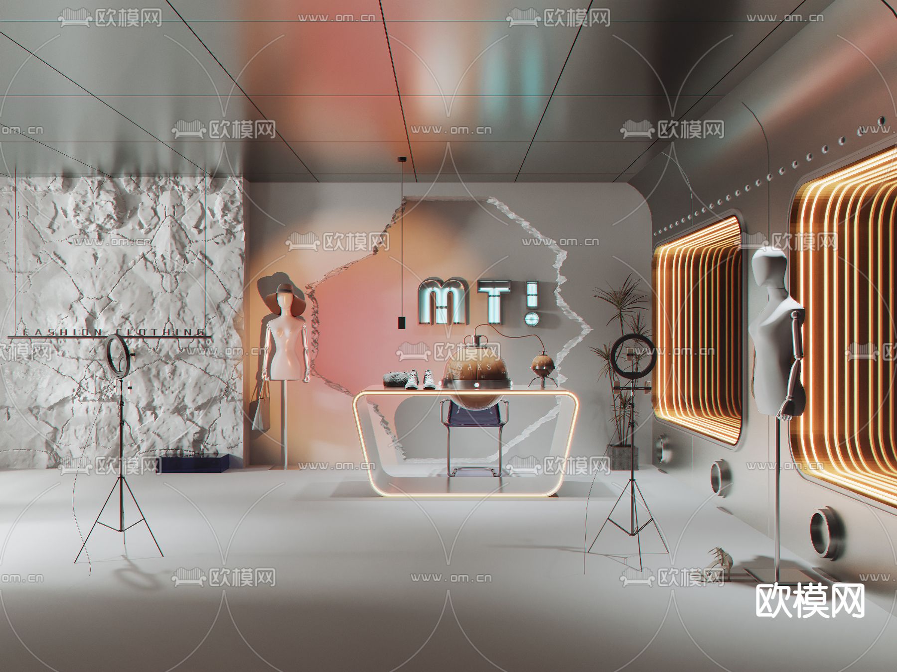 服装店直播间 网红直播3d模型下载