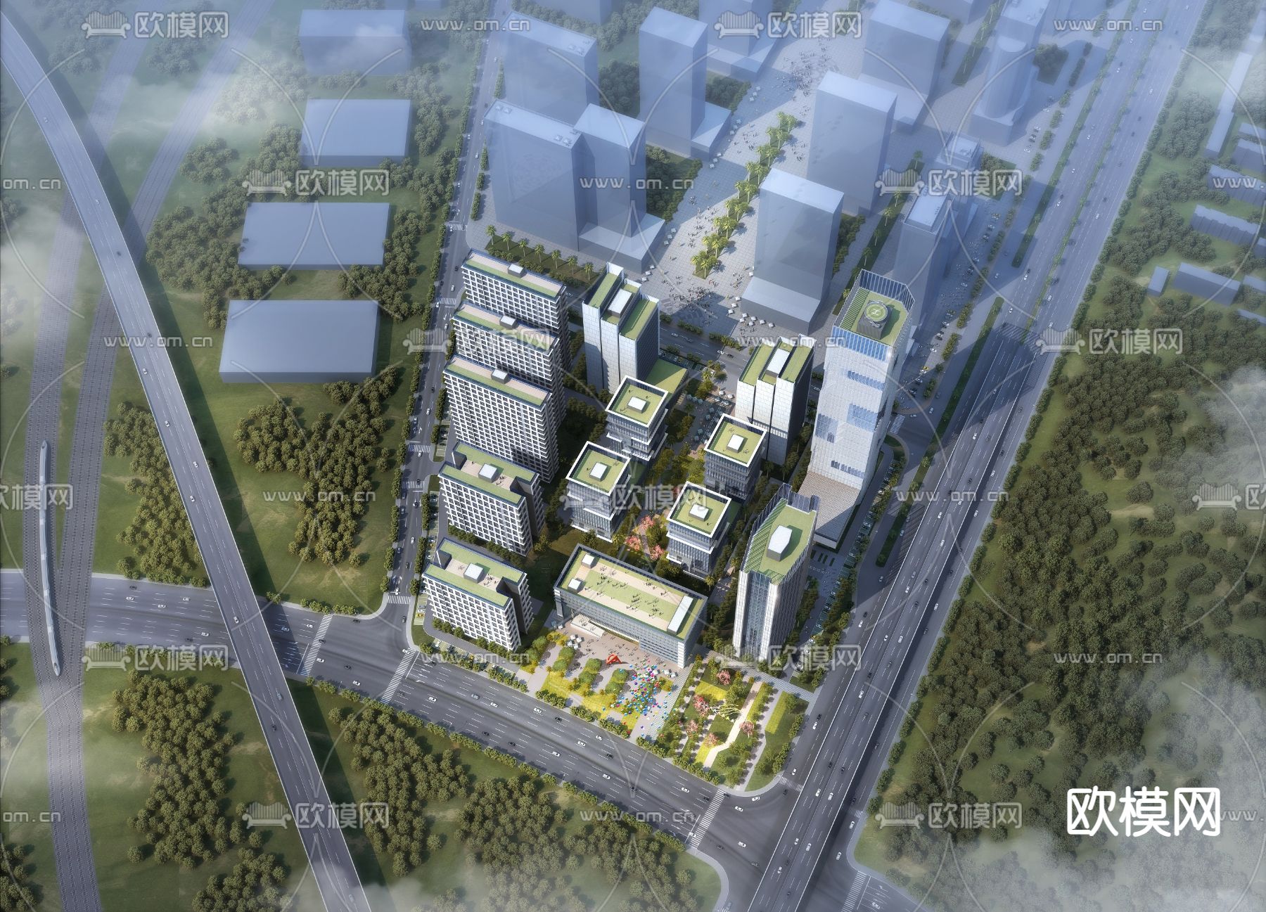 工业园鸟瞰3d模型下载