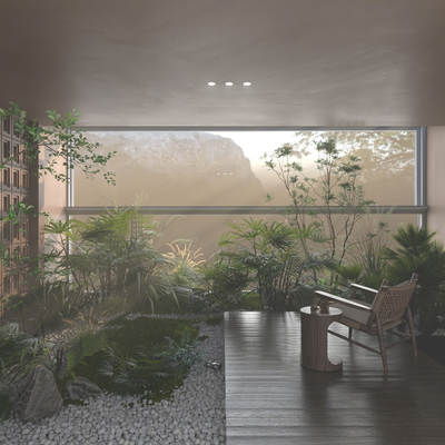  侘寂风 花园su模型 