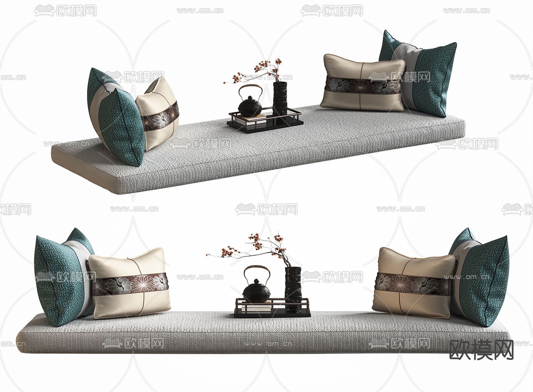 新中式沙发垫 飘窗垫3d模型下载