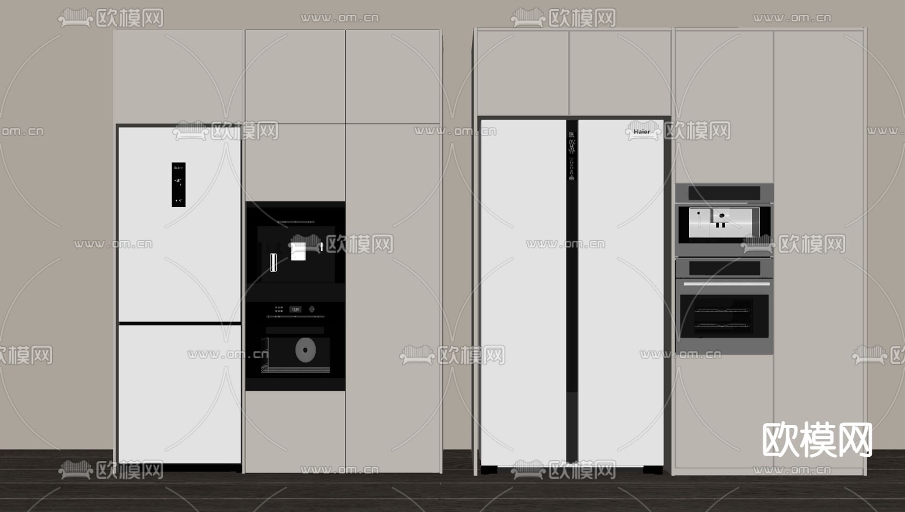 冰箱 烤箱 微波炉su模型下载（渲染图2）