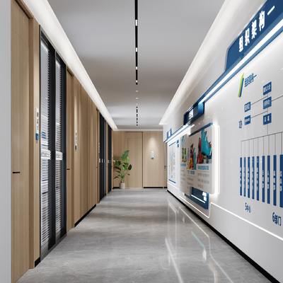  现代公司过道su模型 