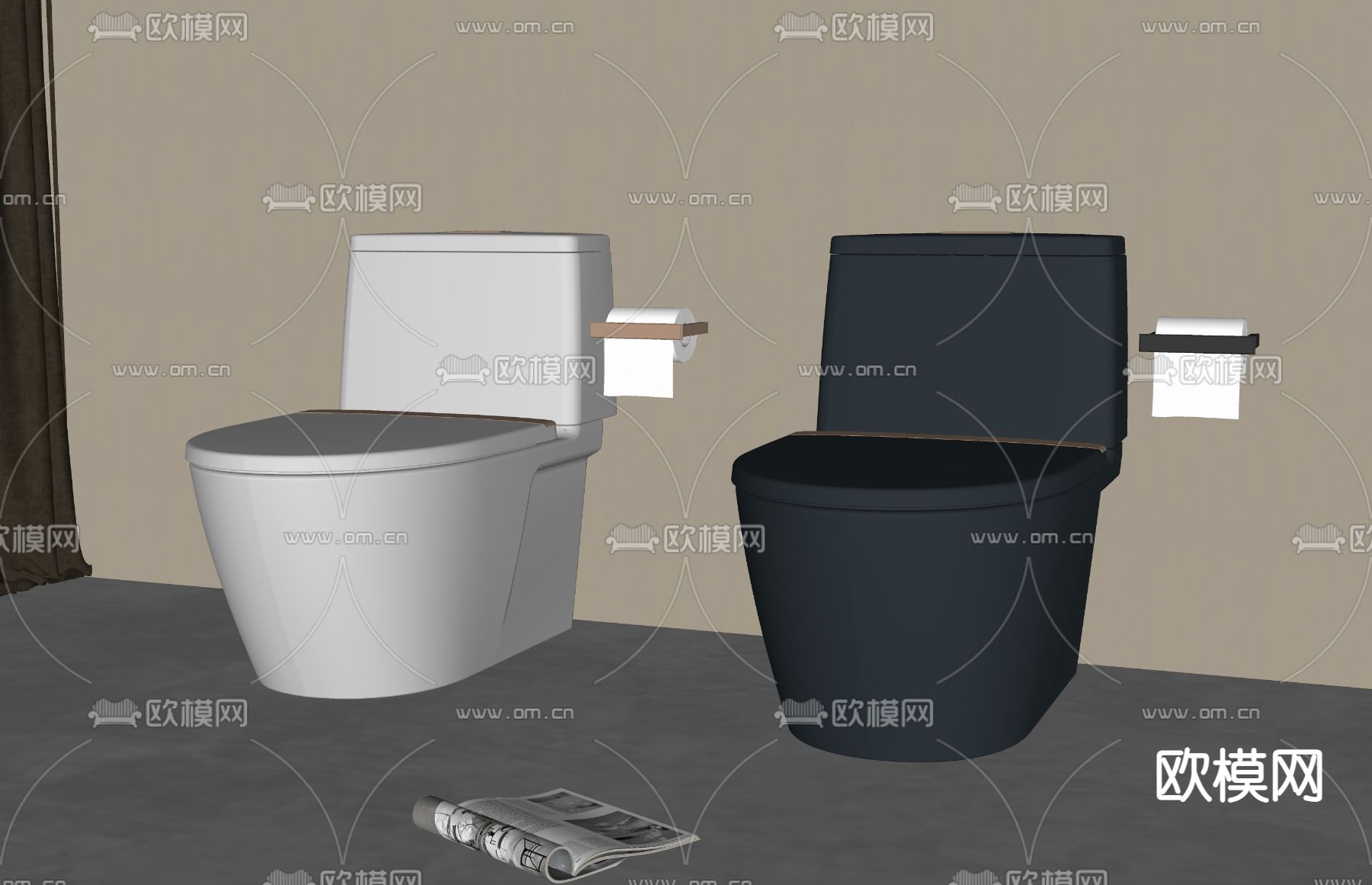 马桶坐便器su模型下载（渲染图2）