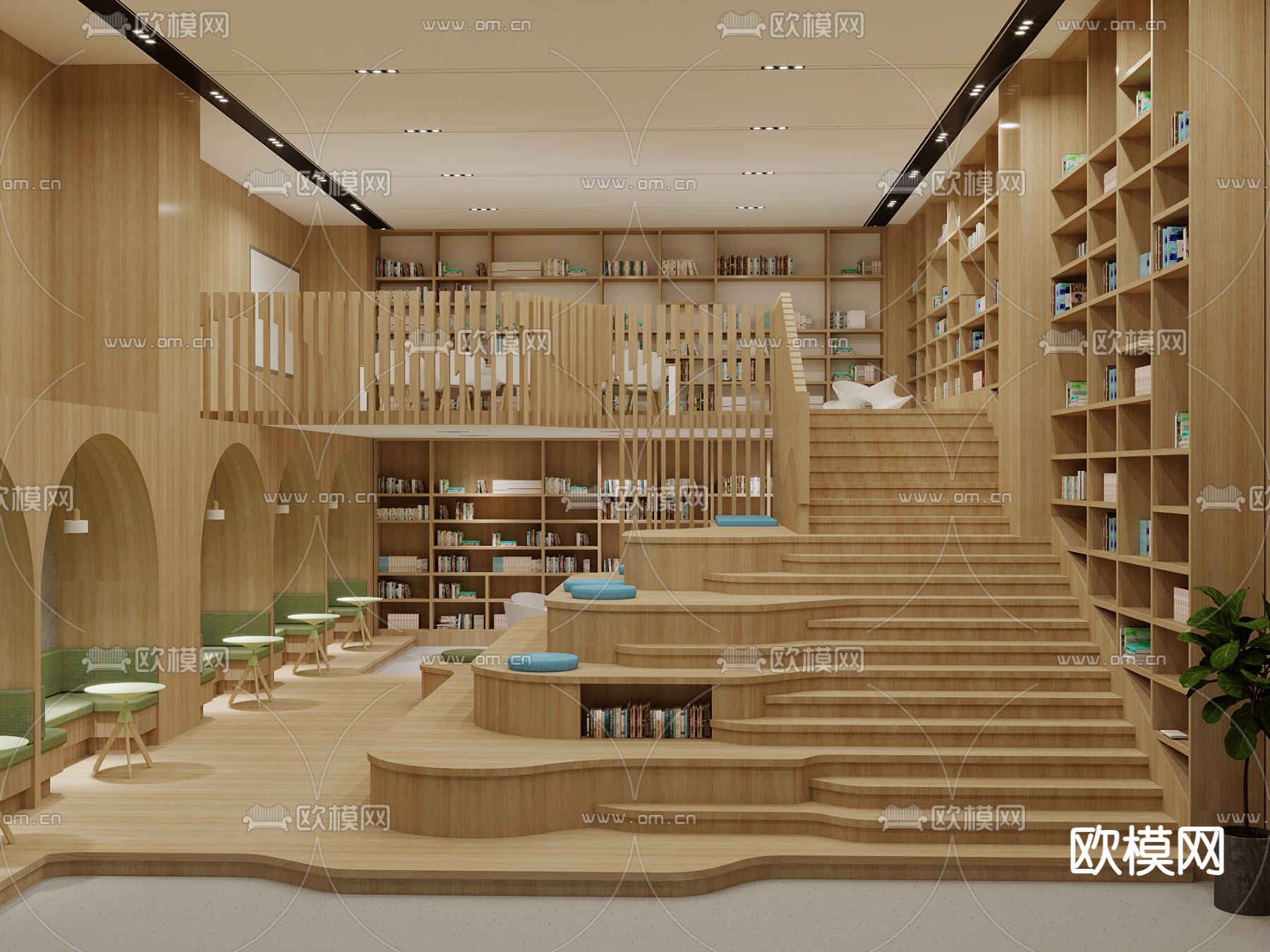 图书馆 书店 阶梯阅读3d模型下载（渲染图1）