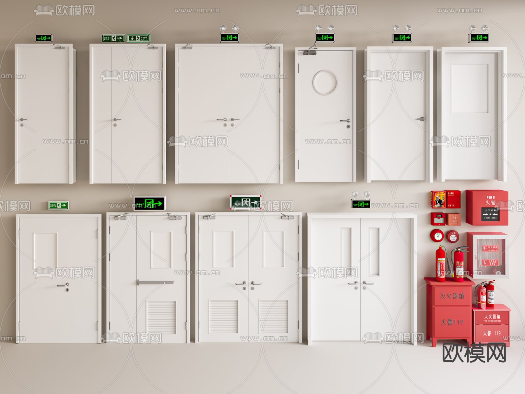 现代消防门 防火门su模型下载（渲染图1）