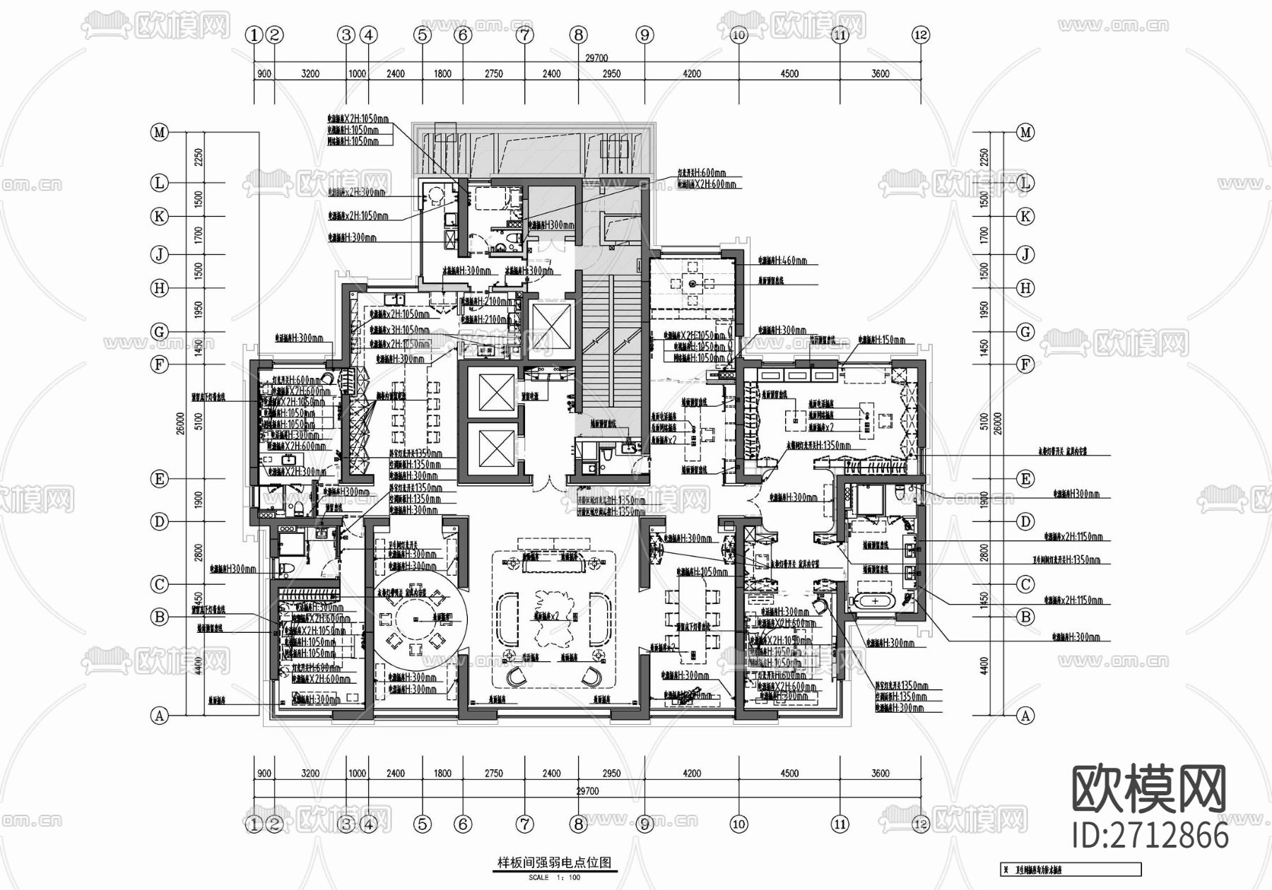 500㎡家装大平层cad施工图下载（渲染图5）