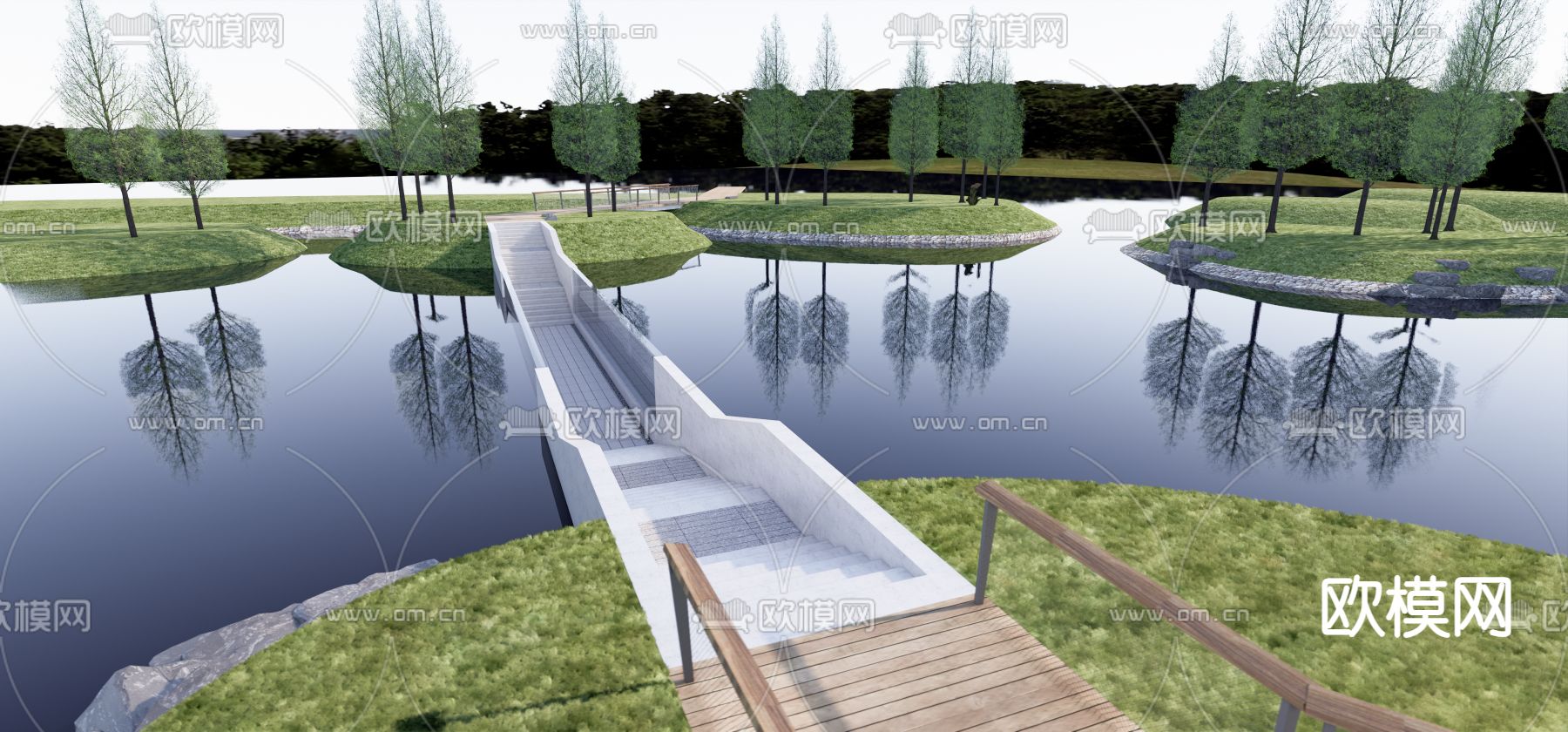 水下栈桥 公园湿地su模型