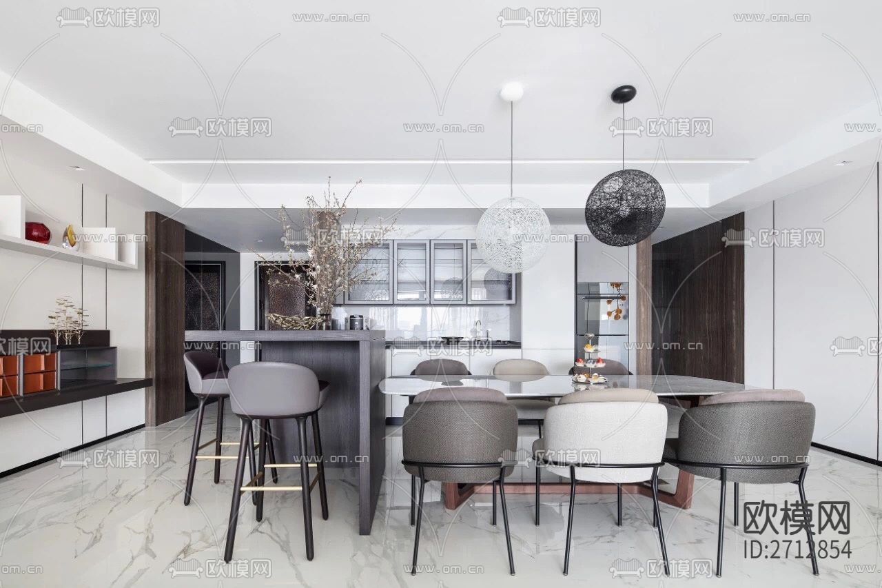 430㎡家装大平层cad施工图下载（渲染图3）