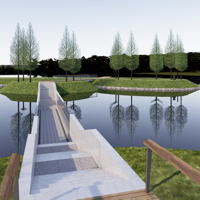 水下栈桥 公园湿地su模型