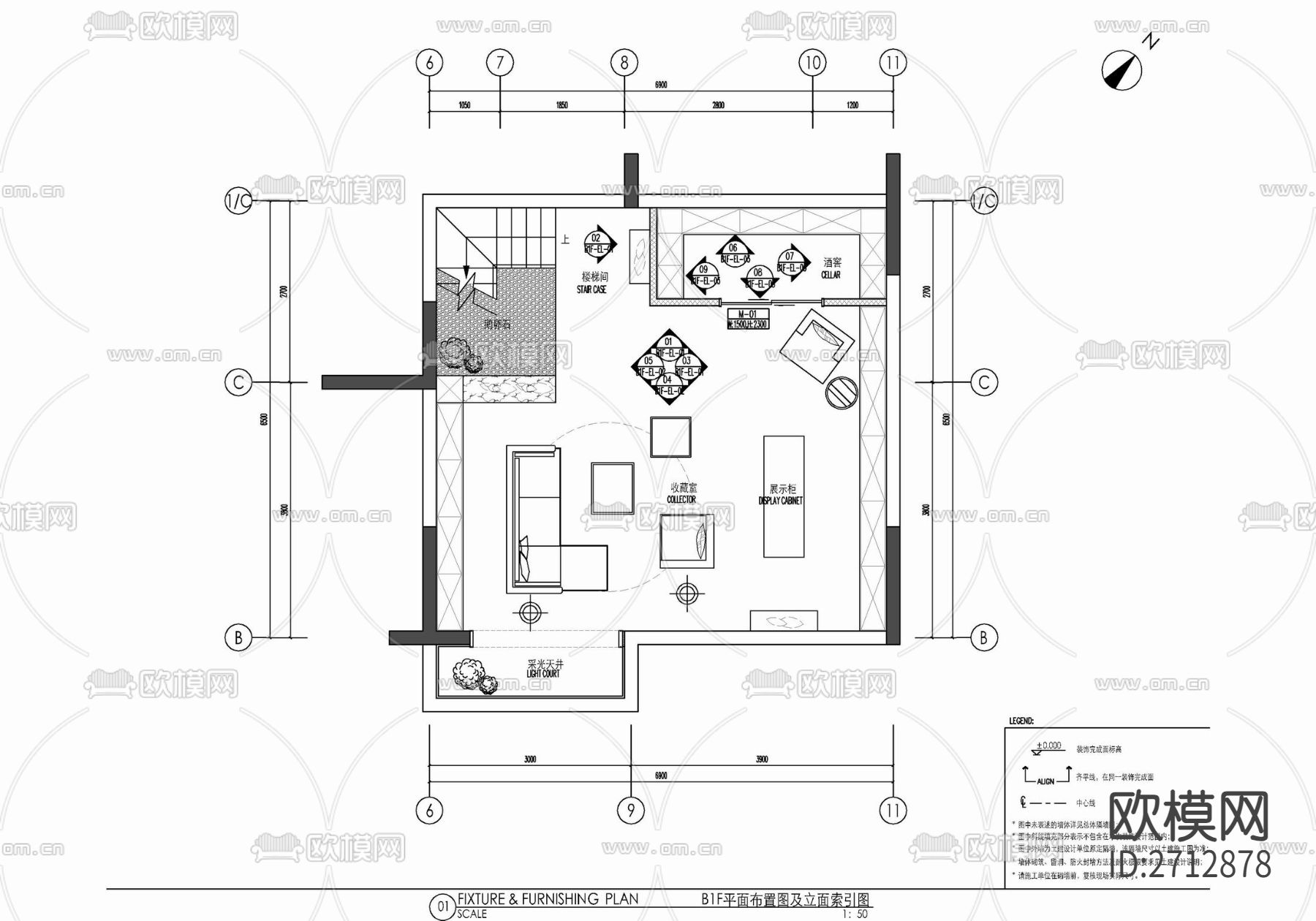 叠墅样板房室内cad施工图下载（渲染图6）