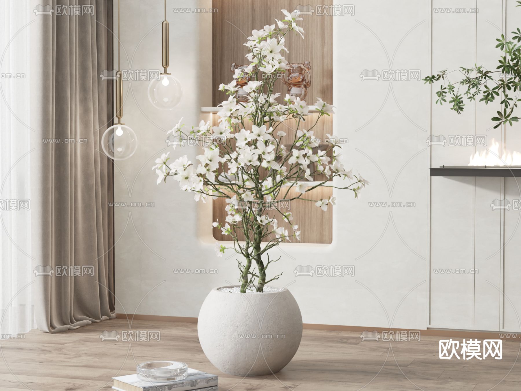 现代盆栽 盆景su模型下载（渲染图2）