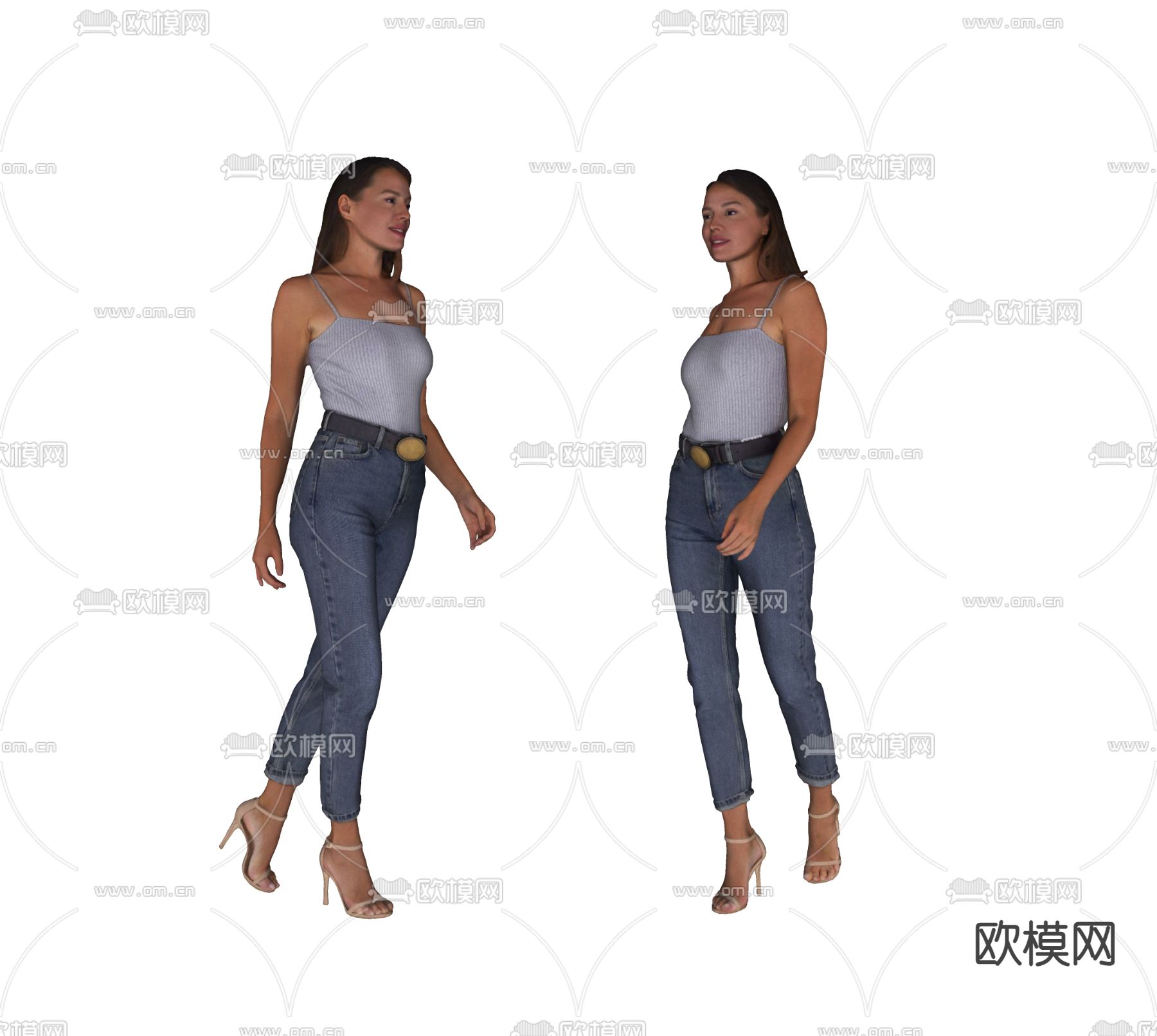 现代女性人物su模型下载（渲染图2）