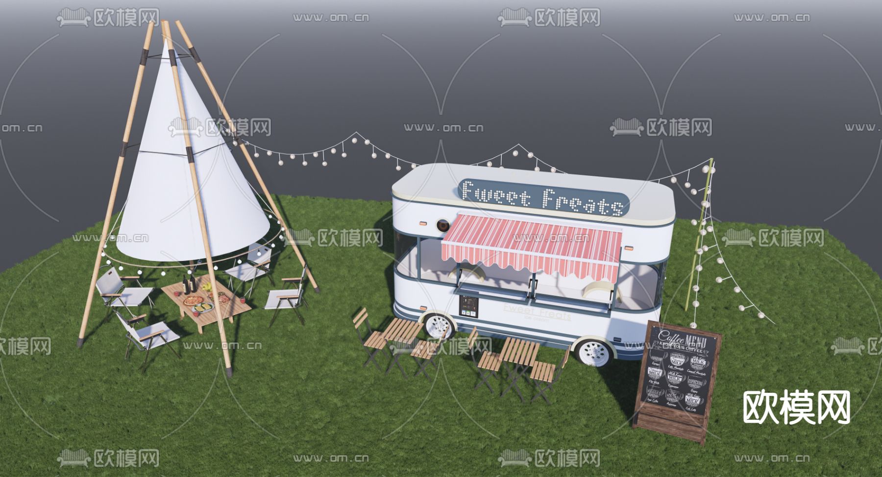 露营帐篷 商铺外摆su模型