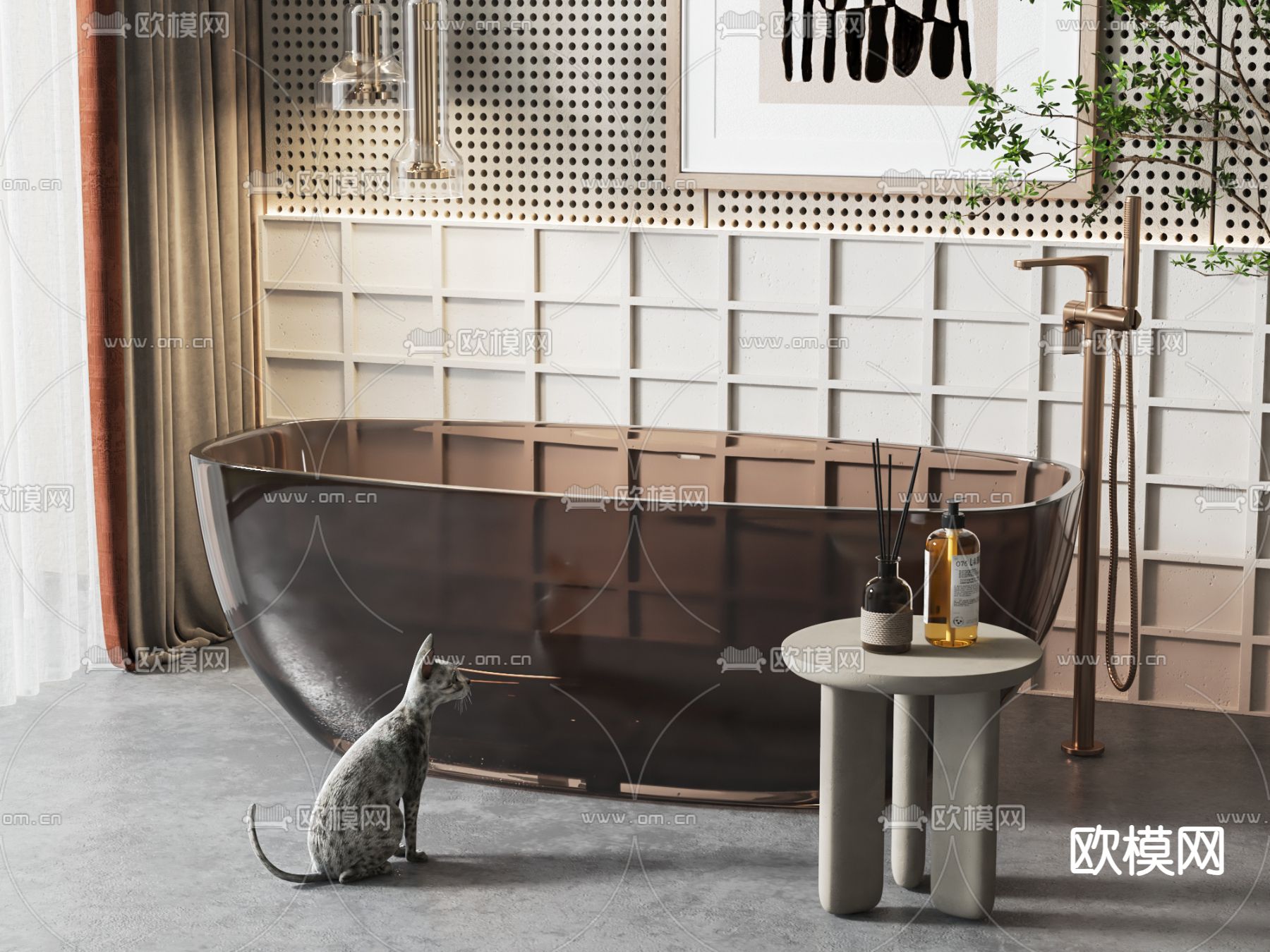 现代浴缸su模型下载（渲染图1）