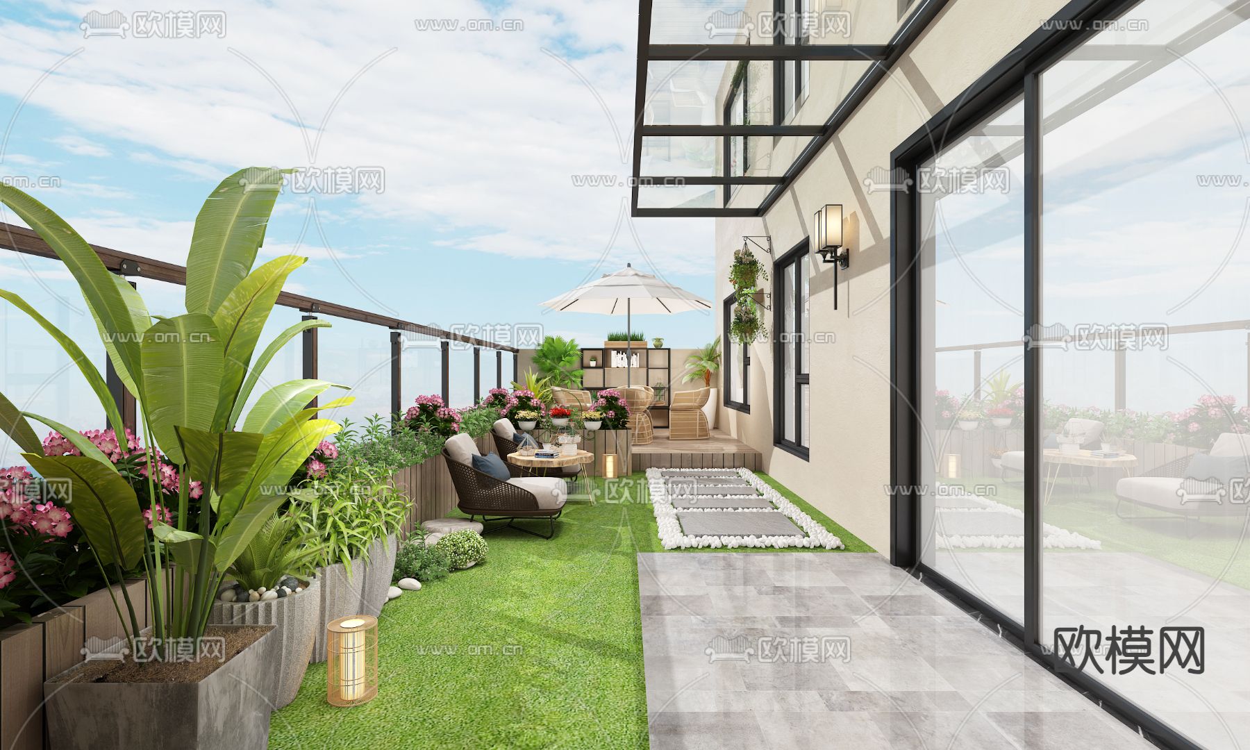 屋顶花园 露台免费3d模型下载