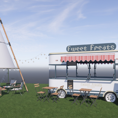 露营帐篷 商铺外摆su模型