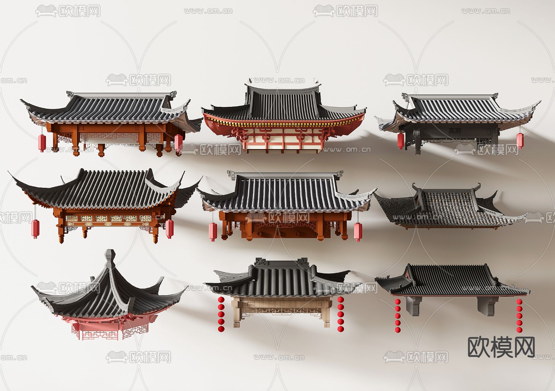 中式屋檐 飞檐 屋顶3d模型下载