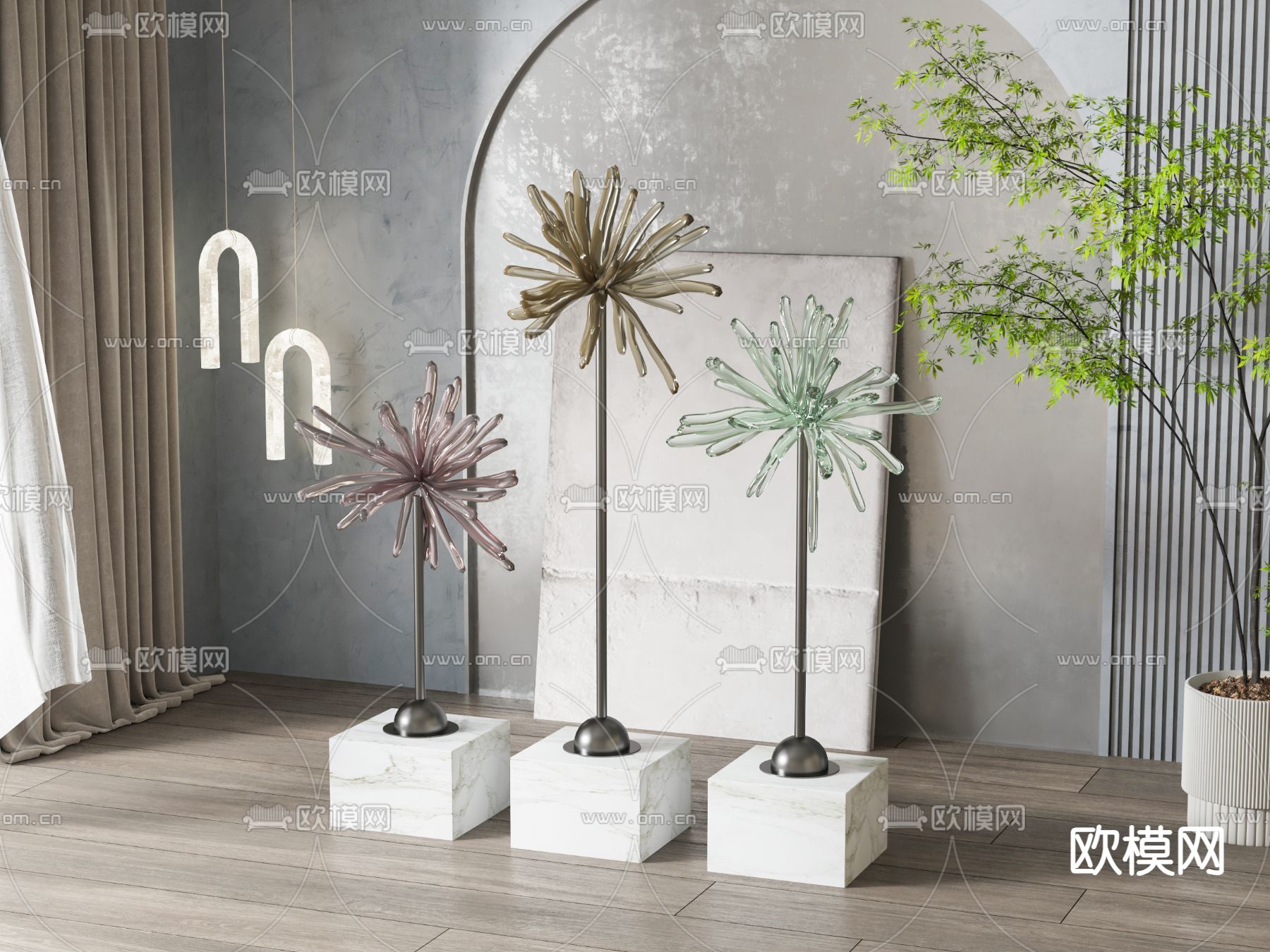 花瓣雕塑 摆件3d模型下载_ID14160955_3dmax免费模型-欧模网