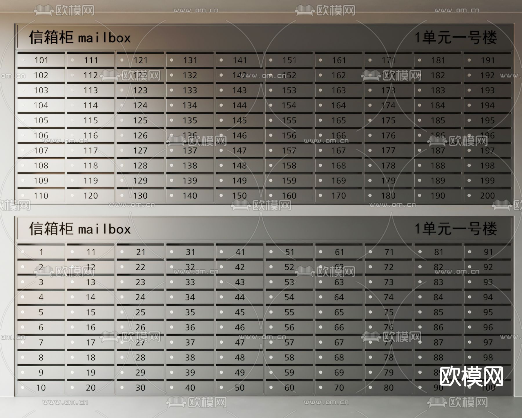 信箱 储物箱 储物柜su模型下载（渲染图1）