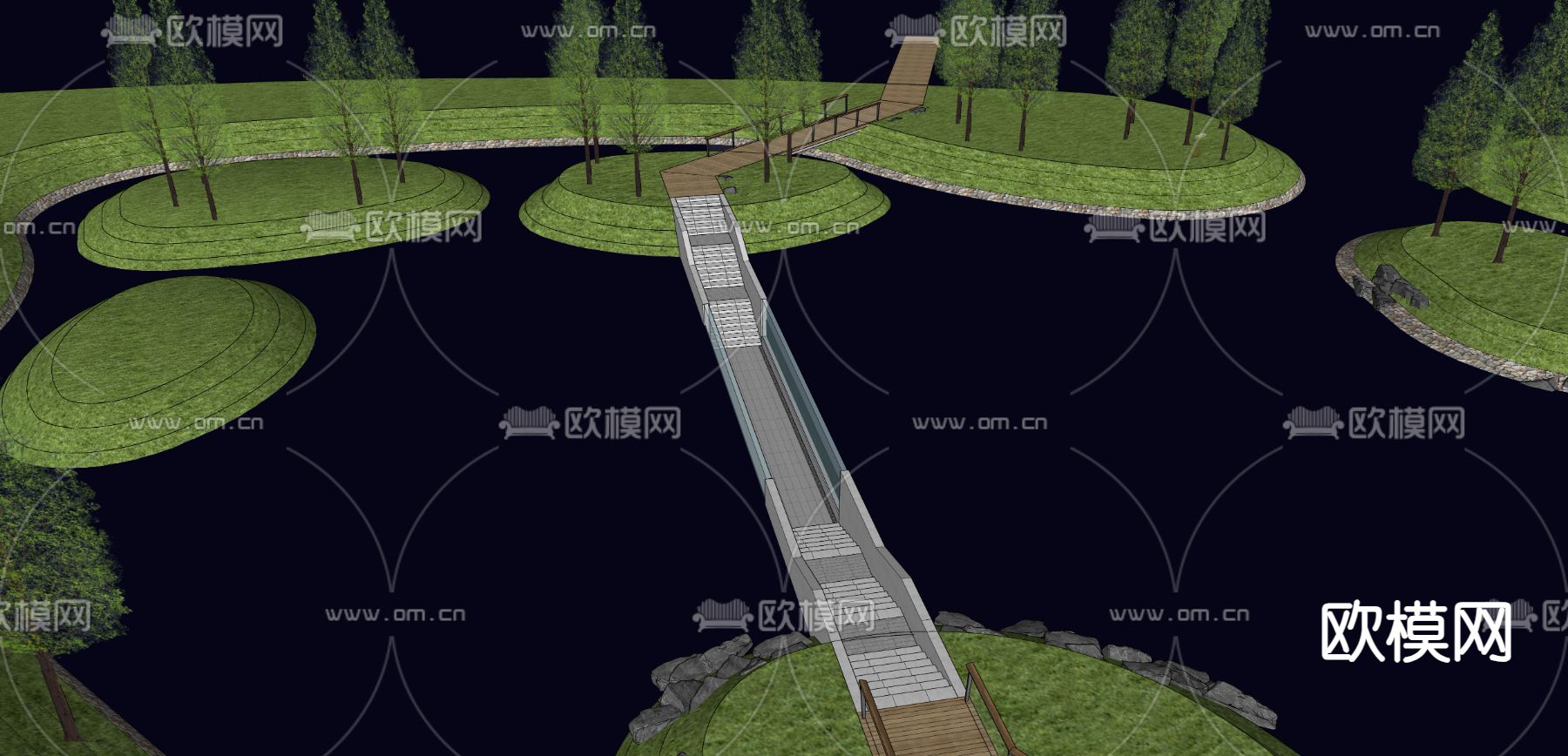 水下栈桥 公园湿地su模型