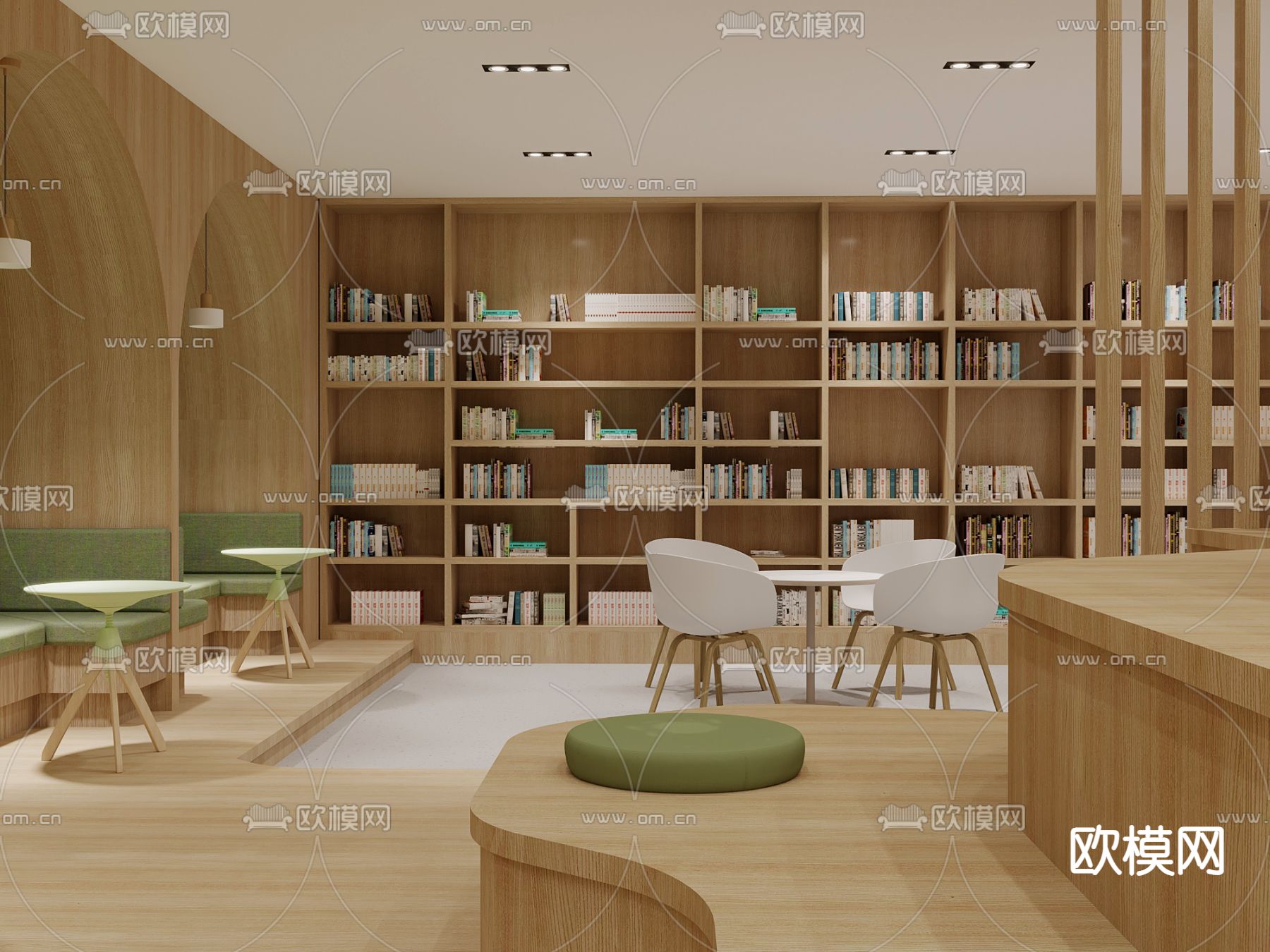 图书馆 书店 阶梯阅读3d模型下载（渲染图2）