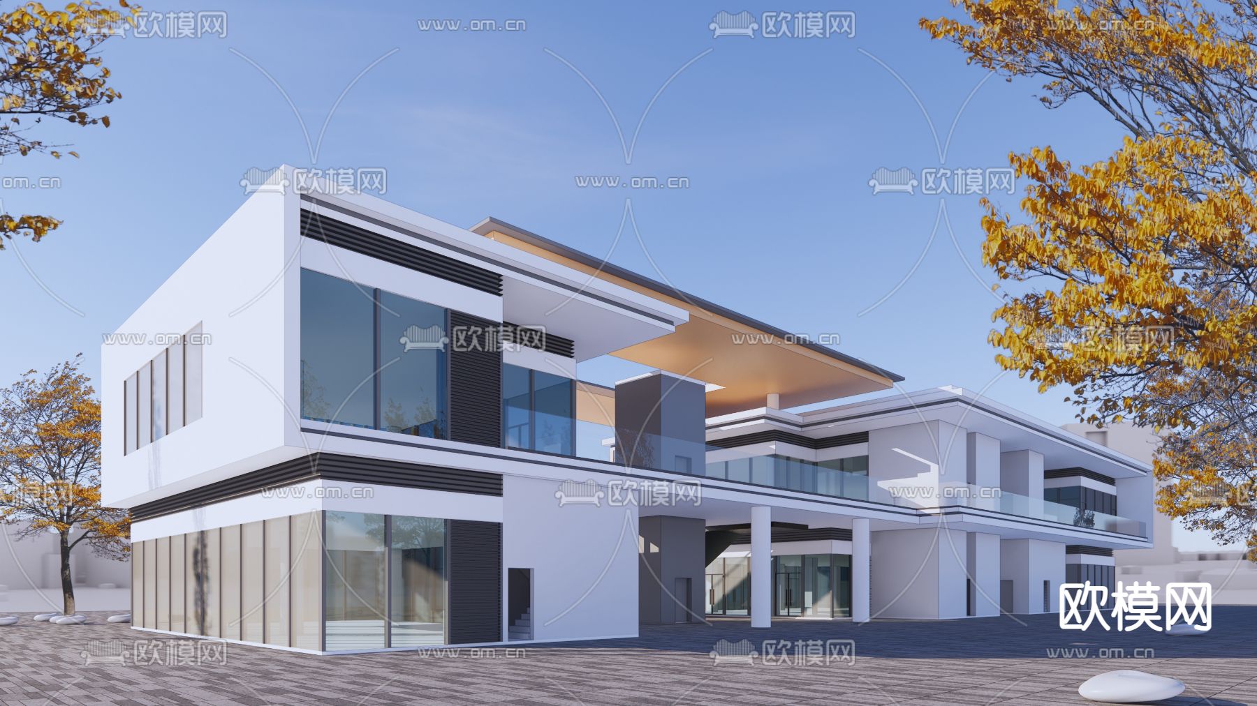 现代商业街su模型下载（渲染图1）