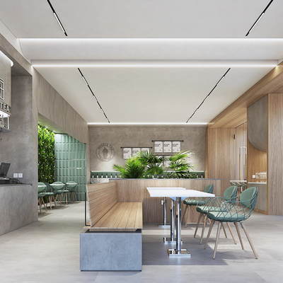  现代咖啡厅 咖啡屋su模型 