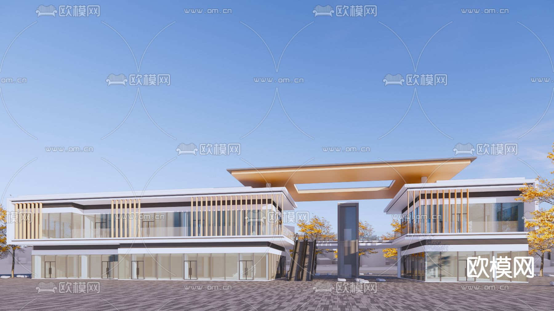 现代商业街su模型下载（渲染图3）