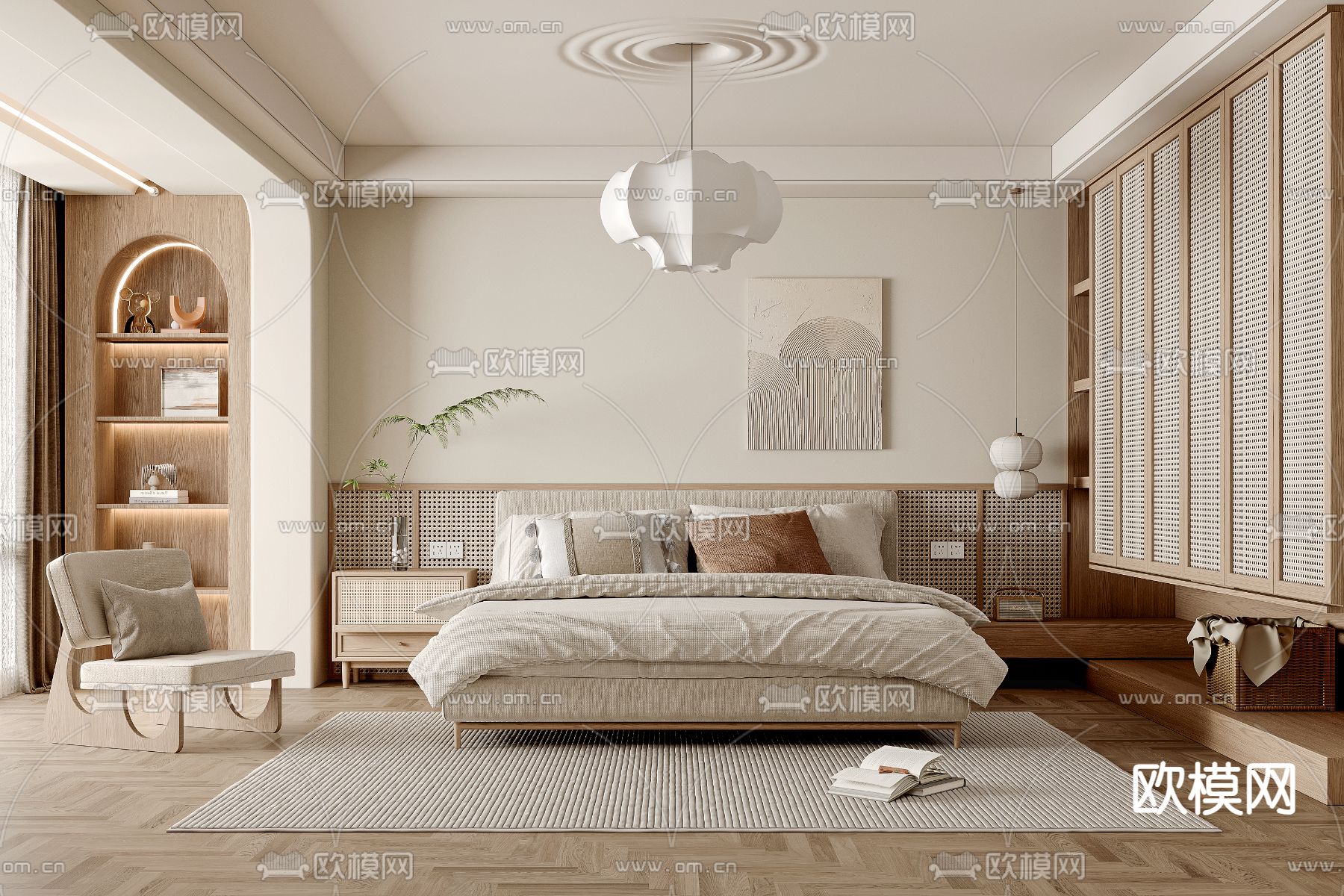 侘寂卧室 主卧3d模型下载