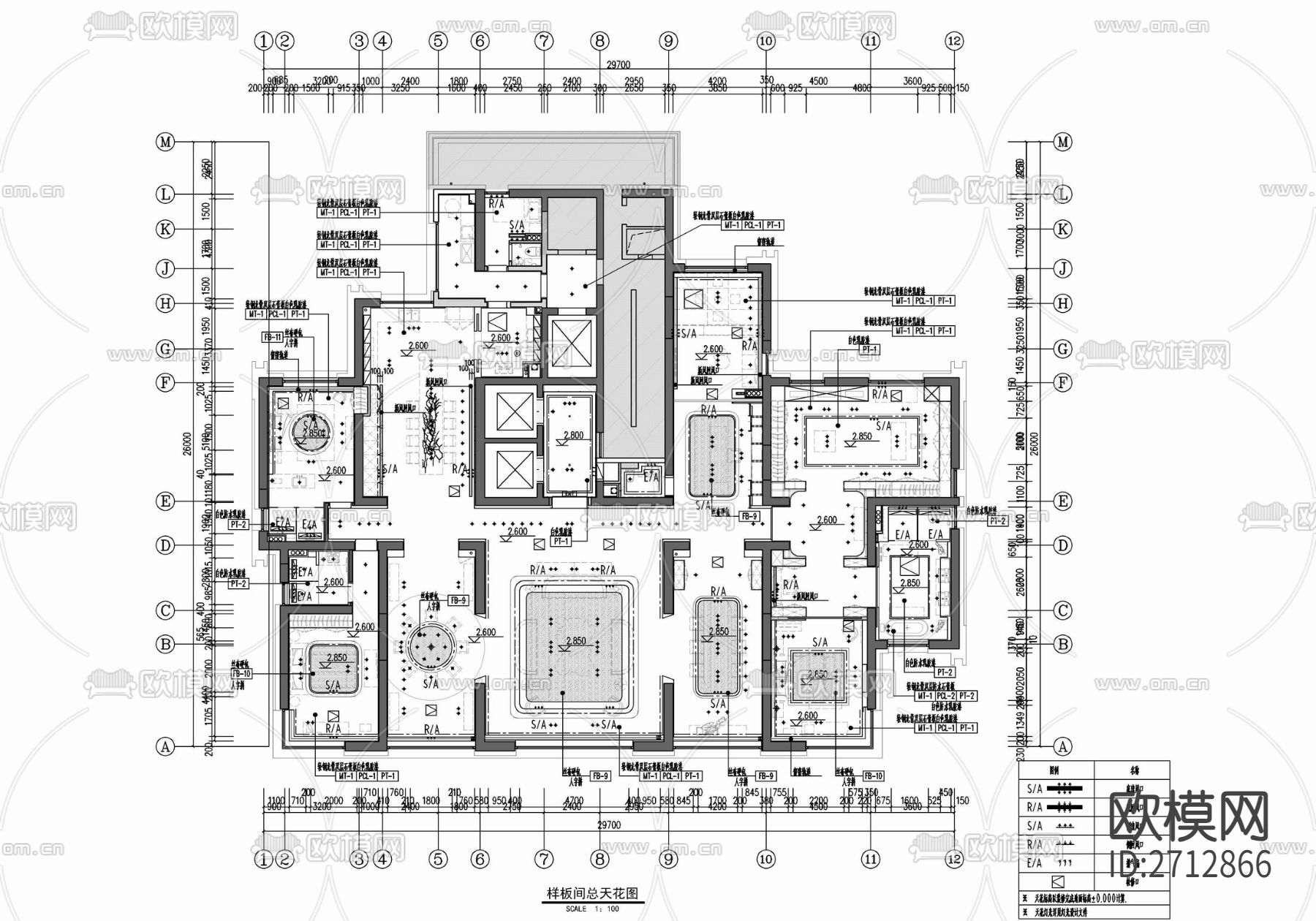 500㎡家装大平层cad施工图下载（渲染图3）