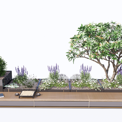  户外长凳 花箱su模型 